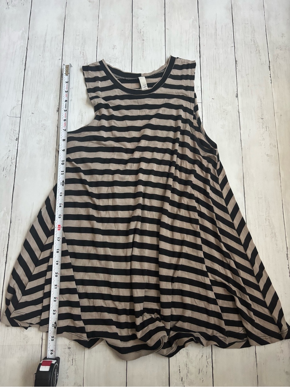Jolie Black and Tan Striped Sleeveless Swing Tank Top